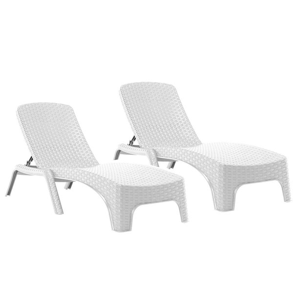 Rainbow Outdoor Roma Set of 2 Chaise Lounger-White RBO-ROMA-WHT-2CL